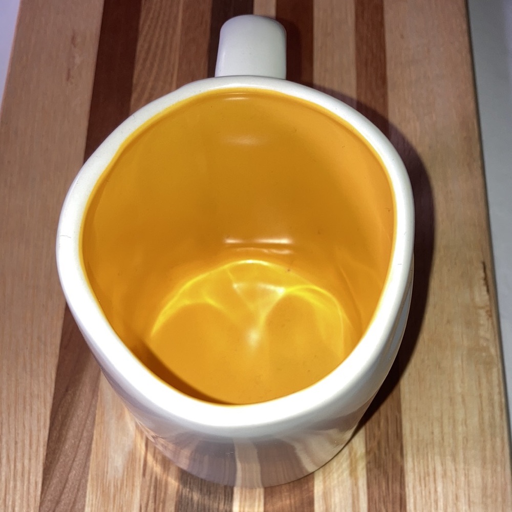 RAE DUNN White Ceramic Mug Sun Palm Tree LA Yellow Inside Los Angeles New - Picture 3 of 6